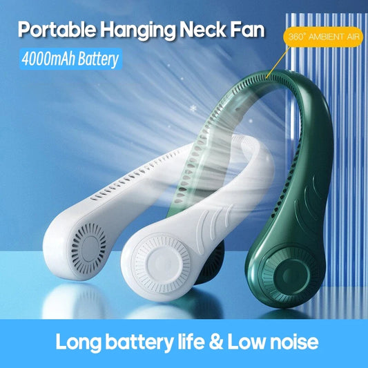 Portable Neck Fan Bladeless Neck Fan USB  Rechargeable 360° Cooling