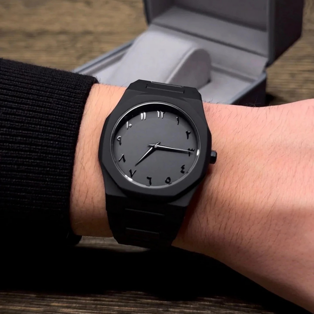 Black Arabic Aura Watch with Box